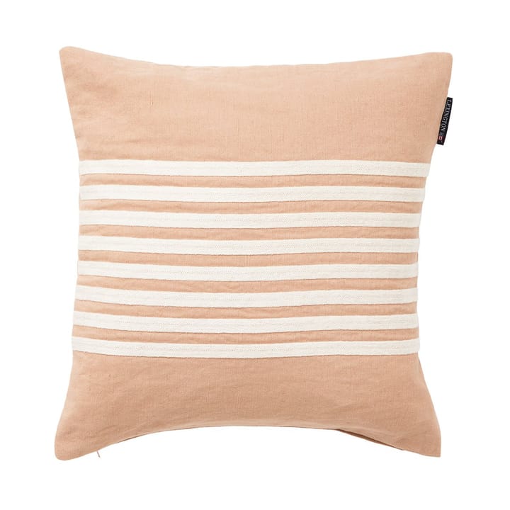 Funda de cojín Emboidery Striped Linen/Cotton 50x50 cm - Beige-white - Lexington