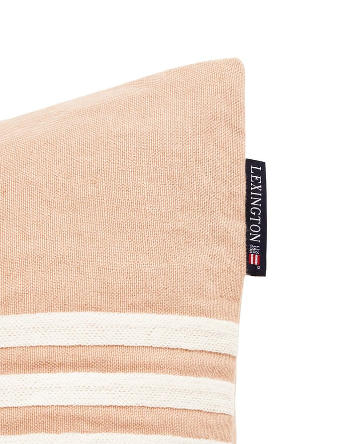 Funda de cojín Emboidery Striped Linen/Cotton 50x50 cm, Beige-white Lexington