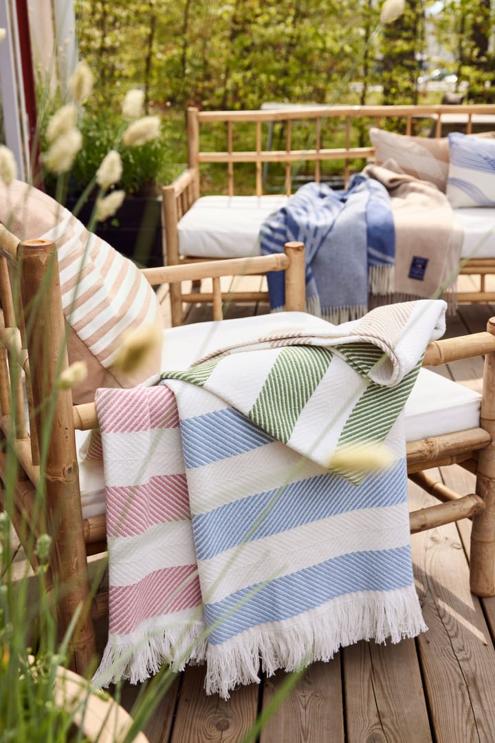 Funda de cojín Emboidery Striped Linen/Cotton 50x50 cm, Beige-white Lexington
