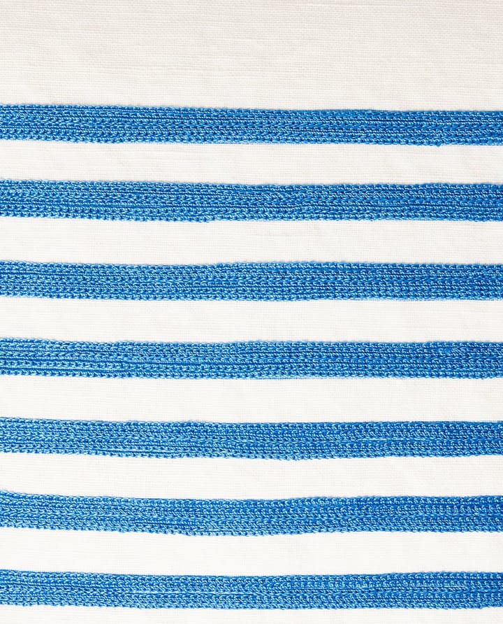 Funda de cojín Emboidery Striped Linen/Cotton 50x50 cm - Off White-blue - Lexington