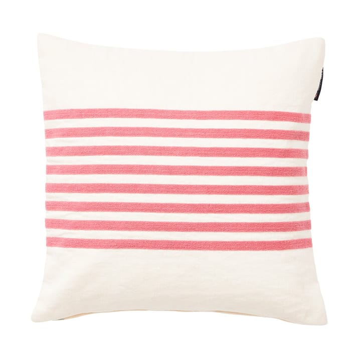 Funda de cojín Emboidery Striped Linen/Cotton 50x50 cm - Off White-red - Lexington