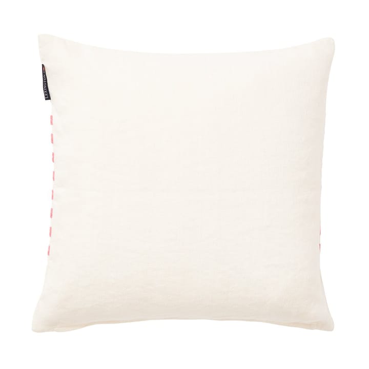 Funda de cojín Emboidery Striped Linen/Cotton 50x50 cm, Off White-red Lexington