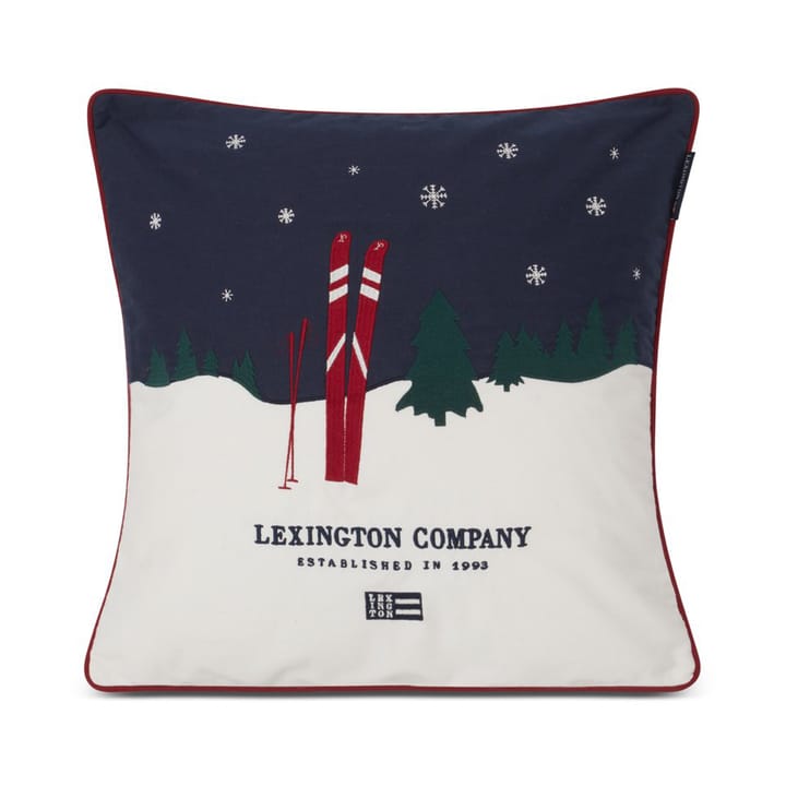 Funda de cojín Evening Skis Org Cotton Twill 50x50 cm, Dark blue-white multi Lexington