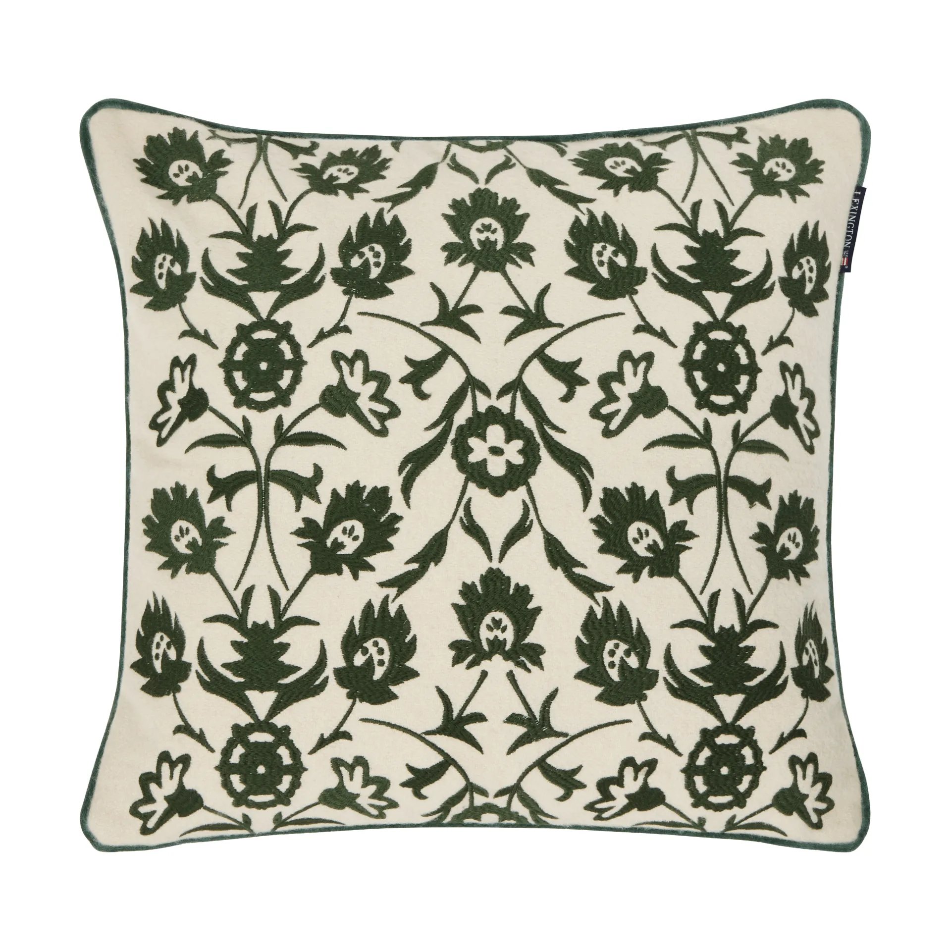 Funda de cojín Flower Embroidered Wool Mix 50x50 cm, Light beige-green Lexington