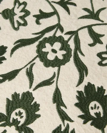 Funda de cojín Flower Embroidered Wool Mix 50x50 cm - Light beige-green - Lexington