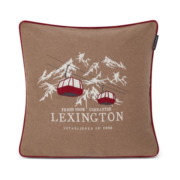 Funda de cojín Fresh Snow Ski Lift Wool Mix 50x50 cm - Beige-white-red - Lexington
