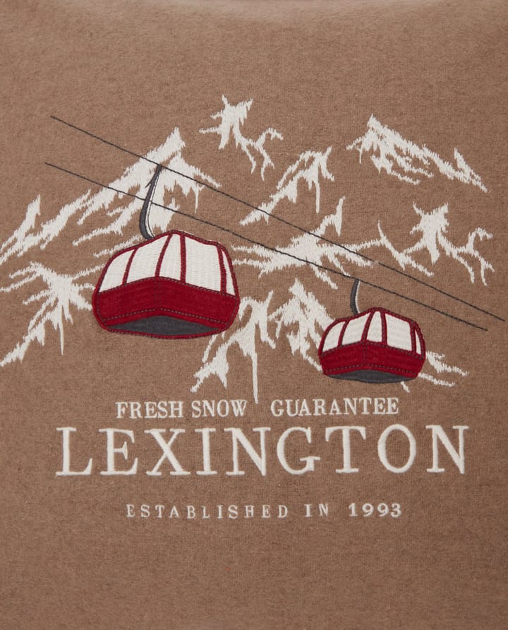 Funda de cojín Fresh Snow Ski Lift Wool Mix 50x50 cm, Beige-white-red Lexington