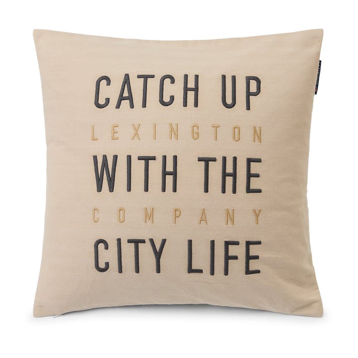Funda de cojín Herringbone Cotton Flanell 50x50 cm, Light beige Lexington