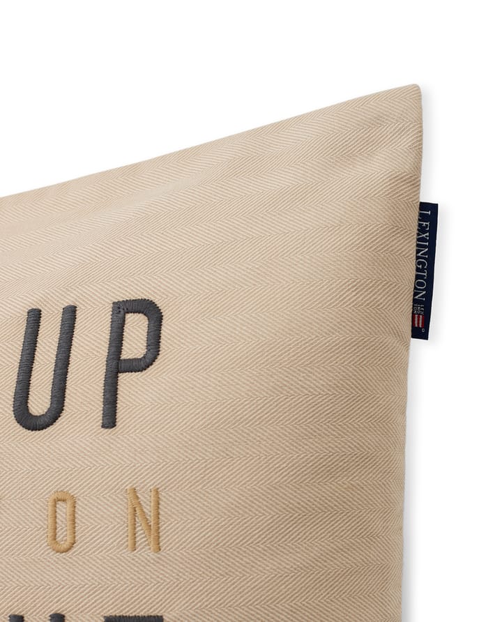 Funda de cojín Herringbone Cotton Flanell 50x50 cm, Light beige Lexington