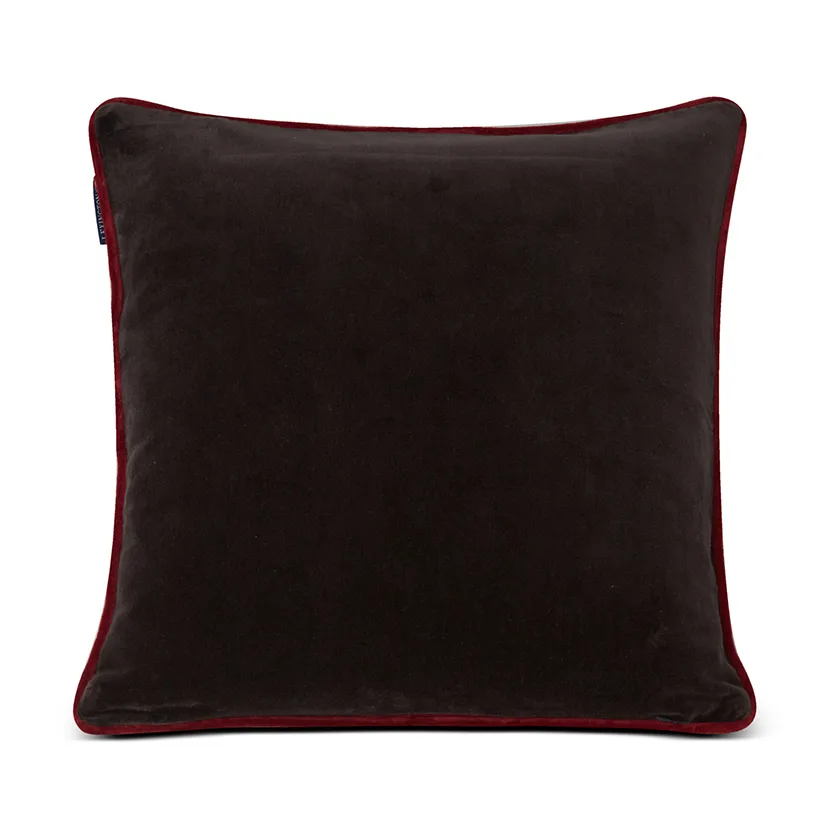 Funda de cojín Holly Wrath Cotton Velvet 50x50 cm, Gris oscuro-verde-rojo Lexington
