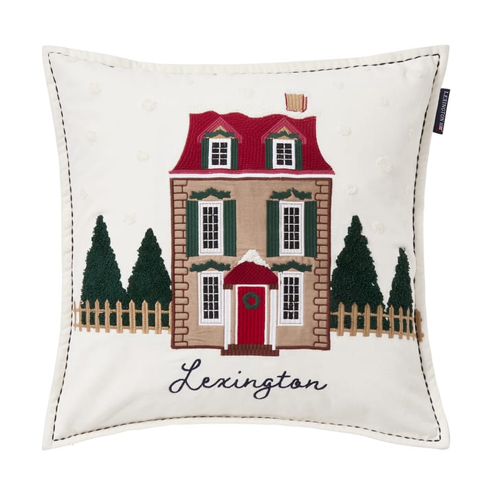 Funda de cojín House de algodón aterciopelado ecológico 50x50 cm - White-multi - Lexington