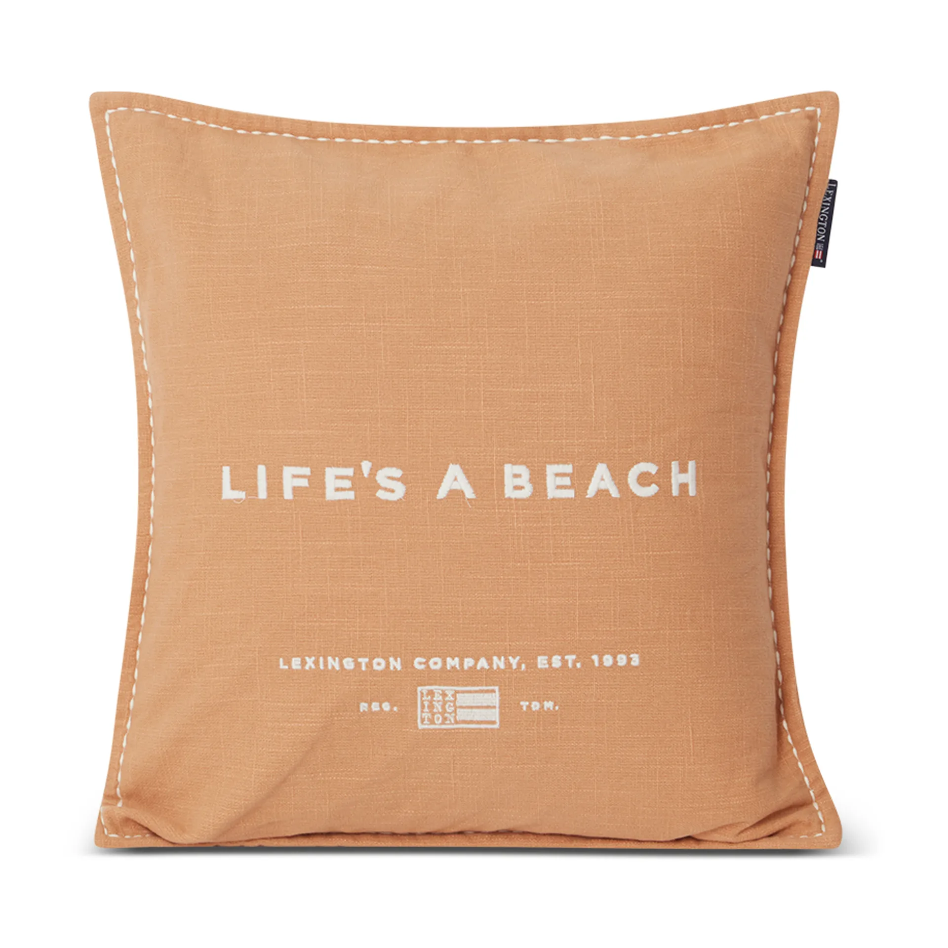 Funda de cojín Life's A Beach Embroidered 50x50 cm, Beige-blanco Lexington
