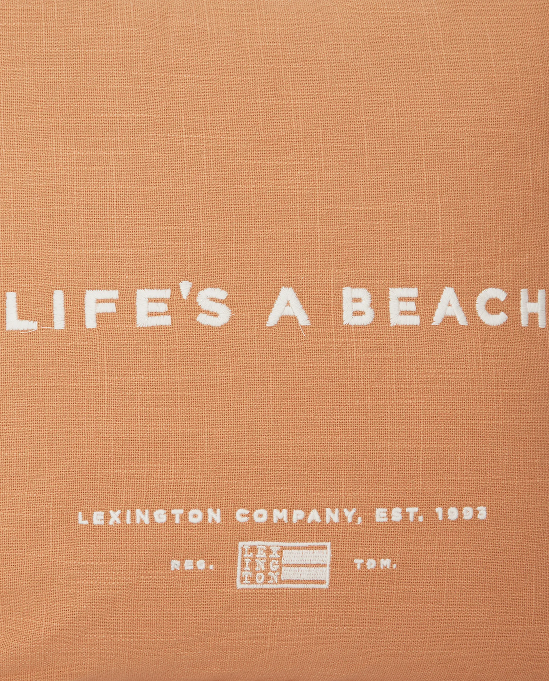 Funda de cojín Life's A Beach Embroidered 50x50 cm, Beige-blanco Lexington