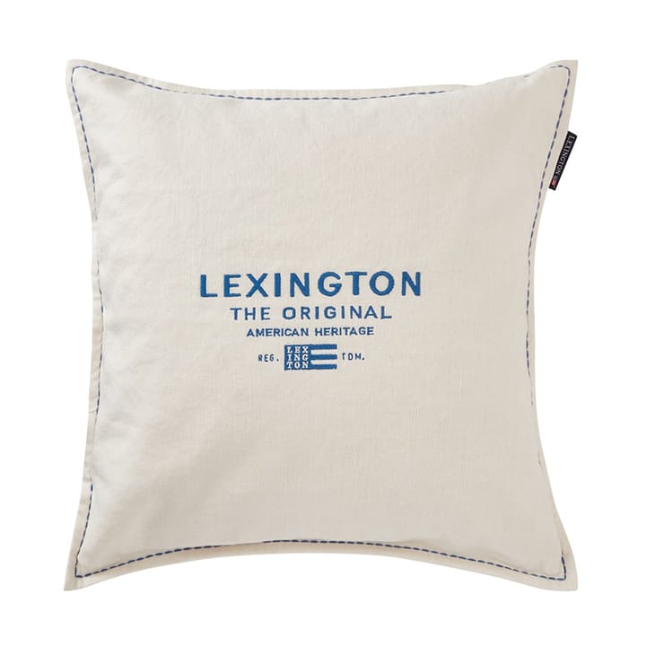 Funda de cojín Logo Embroidered Linen/Cotton 50x50 cm - White - Lexington