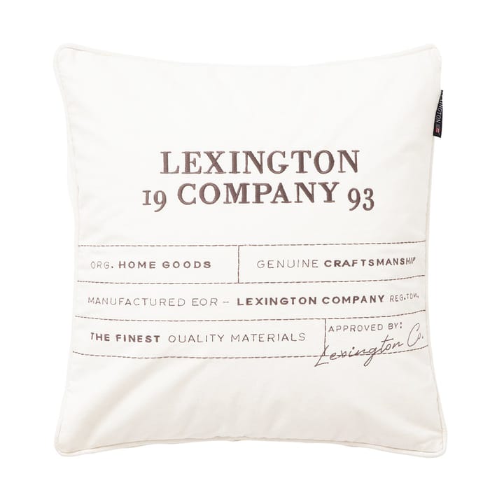 Funda de cojín Logo Organic Cotton Canvas 50x50 cm, White Lexington