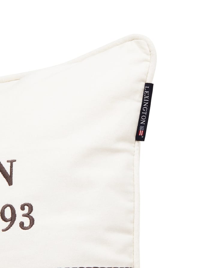 Funda de cojín Logo Organic Cotton Canvas 50x50 cm, White Lexington