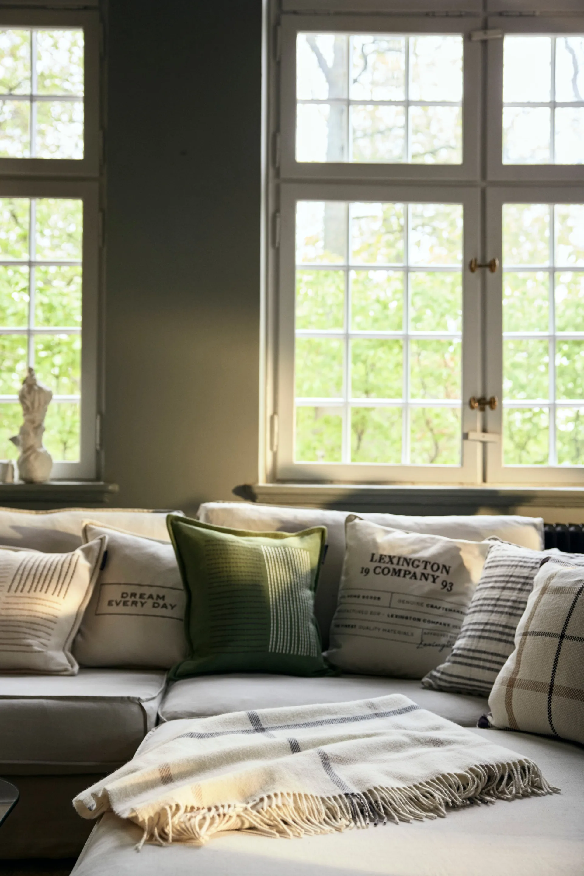 Funda de cojín Logo Organic Cotton Canvas 50x50 cm, White Lexington