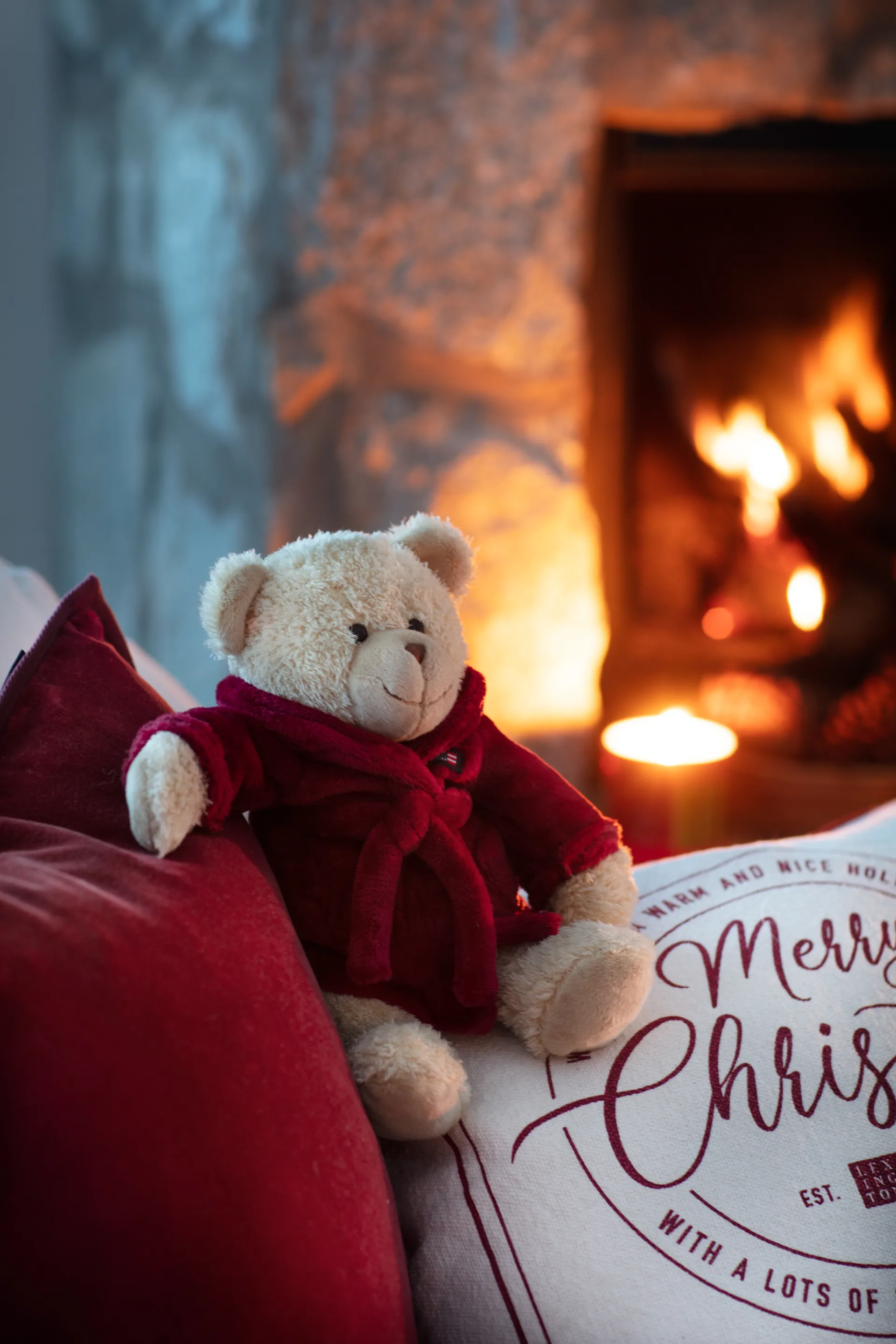 Funda de cojín Merry Christmas Cotton Canvas 50x50 cm, Off white-red Lexington