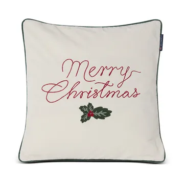 Funda de cojín Merry Christmas Cotton Velvet 50x50 cm - Blanco roto-rojo - Lexington