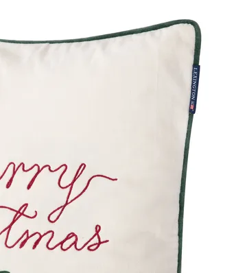 Funda de cojín Merry Christmas Cotton Velvet 50x50 cm - Blanco roto-rojo - Lexington