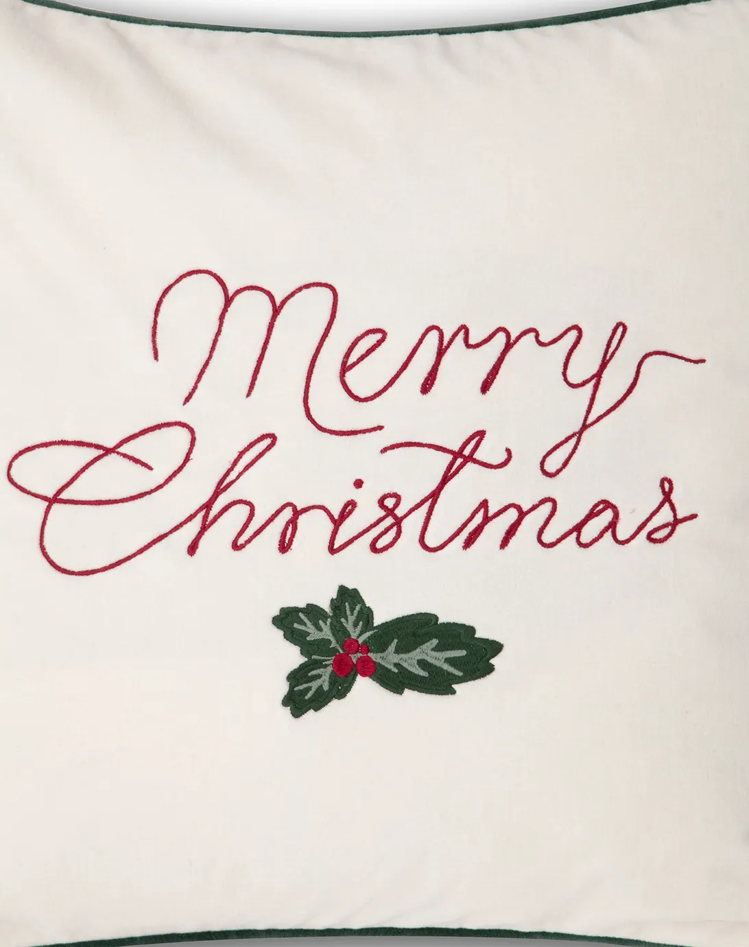 Funda de cojín Merry Christmas Cotton Velvet 50x50 cm, Blanco roto-rojo Lexington