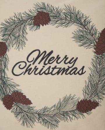 Funda de cojín Merry Christmas Wool Mix 50x50 cm - White-green-beige - Lexington