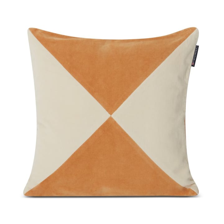 Funda de cojín Patched Organic Cotton Velvet 50x50 cm - Mustard-light beige - Lexington
