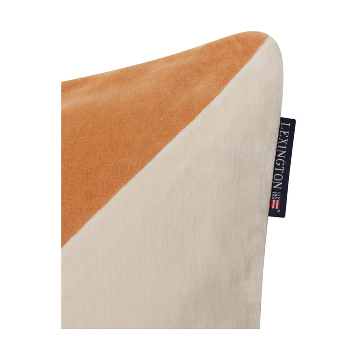 Funda de cojín Patched Organic Cotton Velvet 50x50 cm, Mustard-light beige Lexington