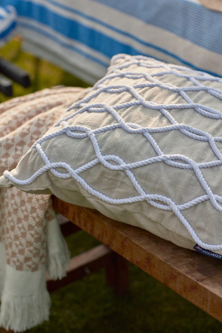 Funda de cojín Rope Deco Canvas 50x50 cm, Beige claro-blanco Lexington