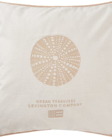 Funda de cojín Sea Embroidered Recycled Cotton 50x50cm - White-Beige - Lexington