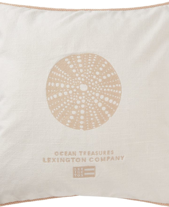 Funda de cojín Sea Embroidered Recycled Cotton 50x50cm - White-Beige - Lexington