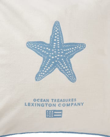 Funda de cojín Sea Embroidered Recycled Cotton 50x50cm - White-blue - Lexington