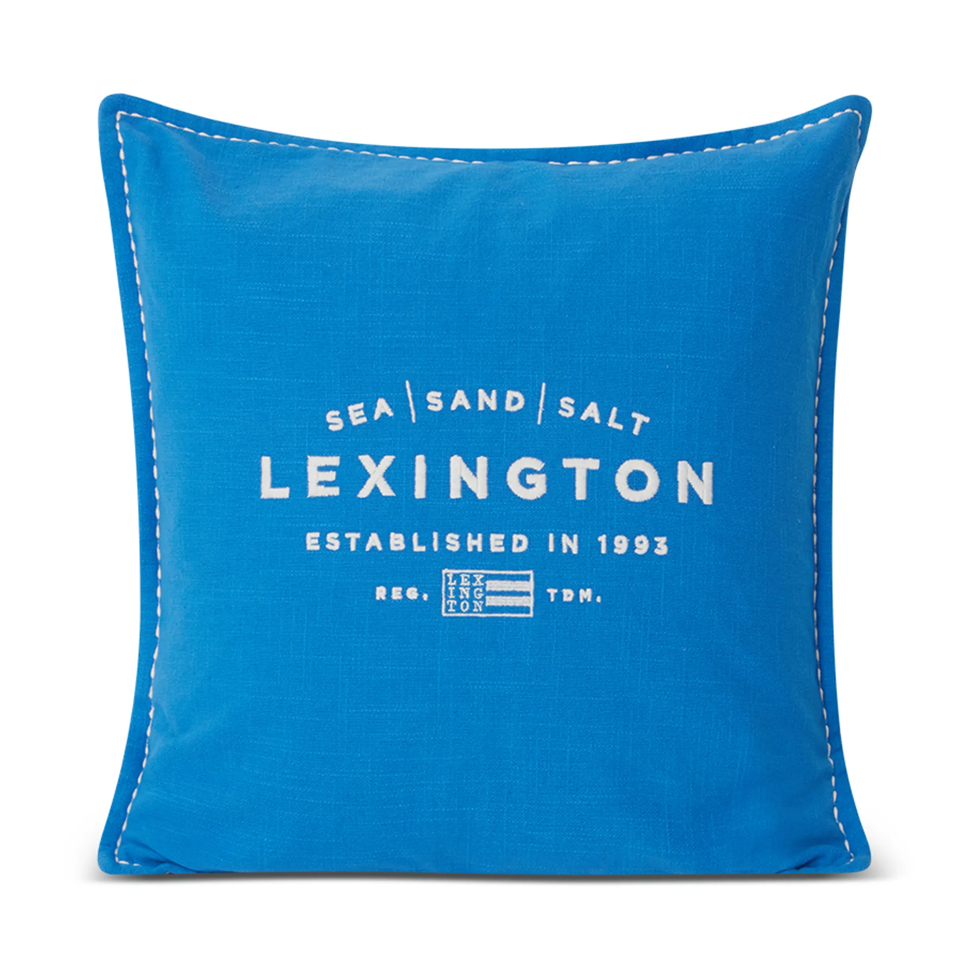 Funda de cojín Sea Sand Salt Logo Embroidered 50x50 cm, Azul-blanco Lexington