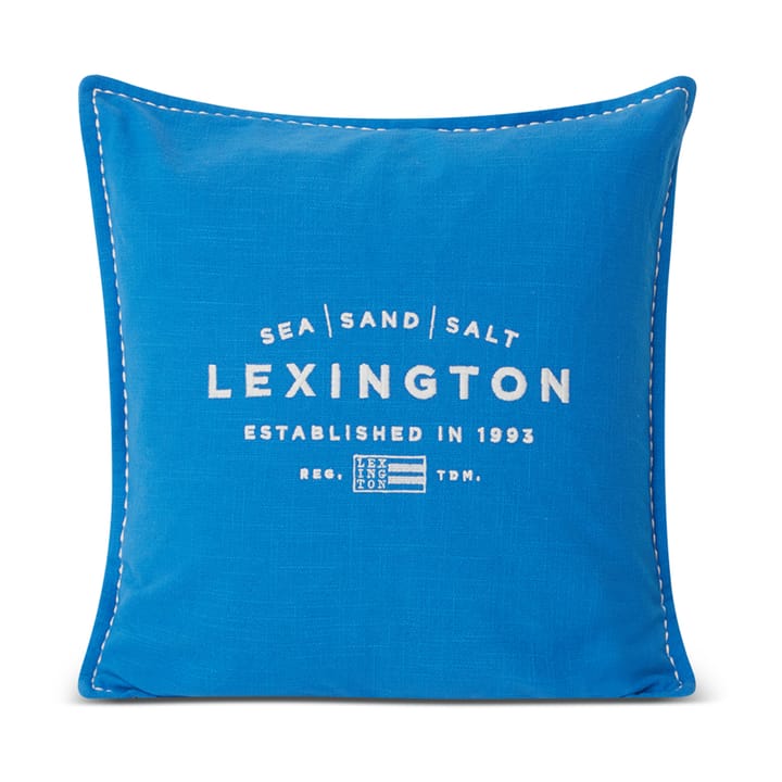 Funda de cojín Sea Sand Salt Logo Embroidered 50x50 cm - Azul-blanco - Lexington