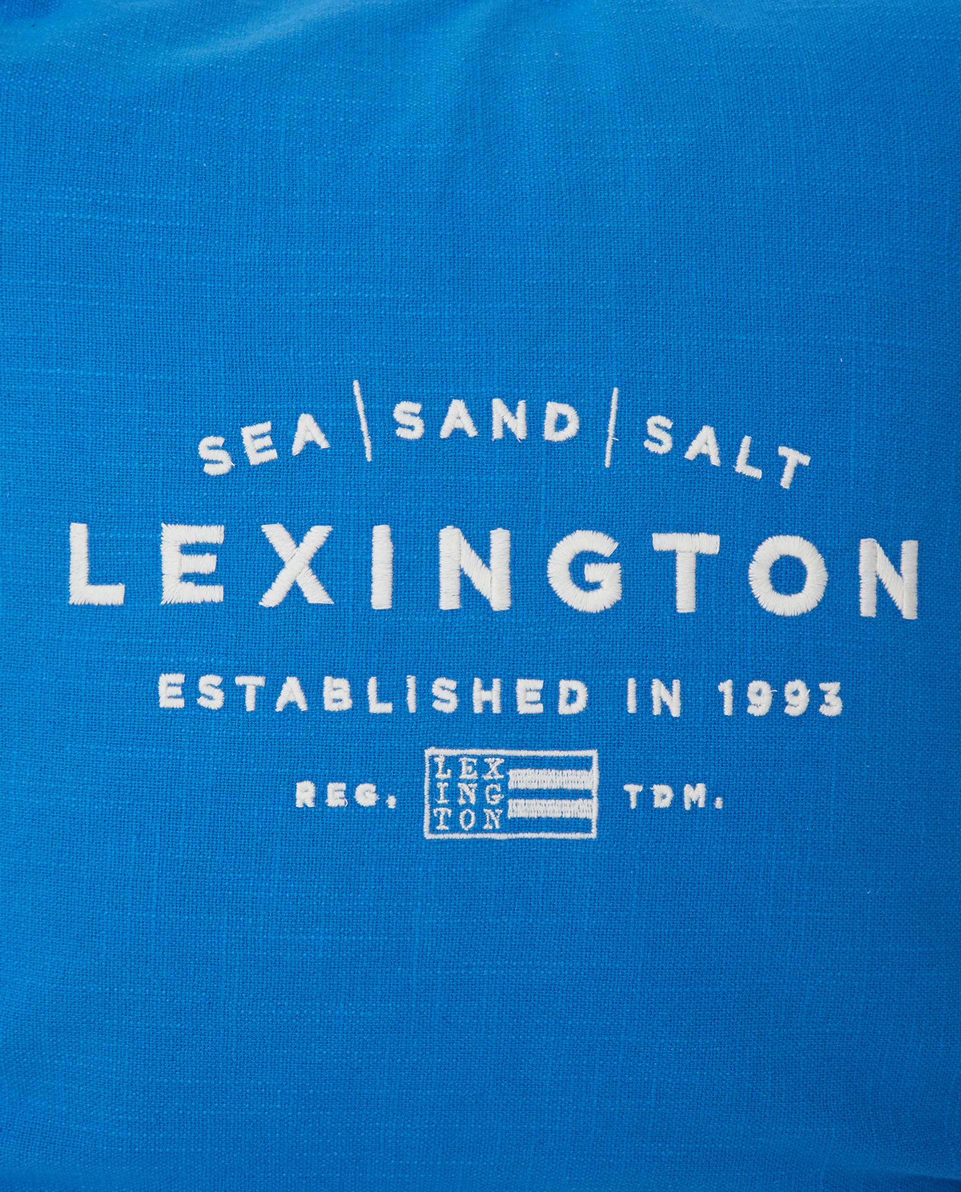 Funda de cojín Sea Sand Salt Logo Embroidered 50x50 cm, Azul-blanco Lexington
