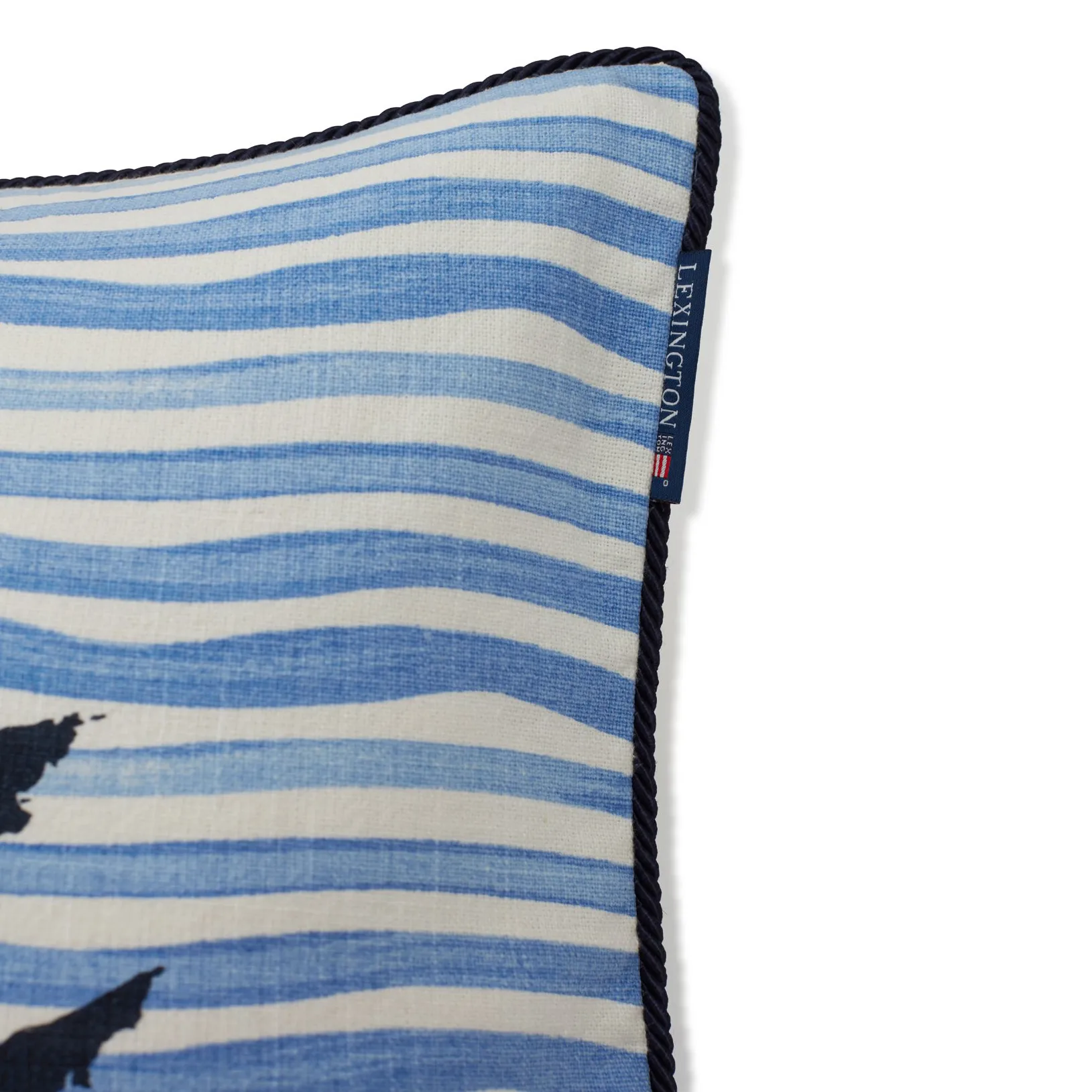 Funda de cojín Sea You Later Cotton Canvas 50x50 cm, White-blue Lexington