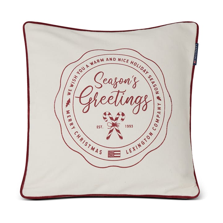 Funda de cojín Seasons Greetings Cotton 50x50 cm - Blanco roto-rojo - Lexington