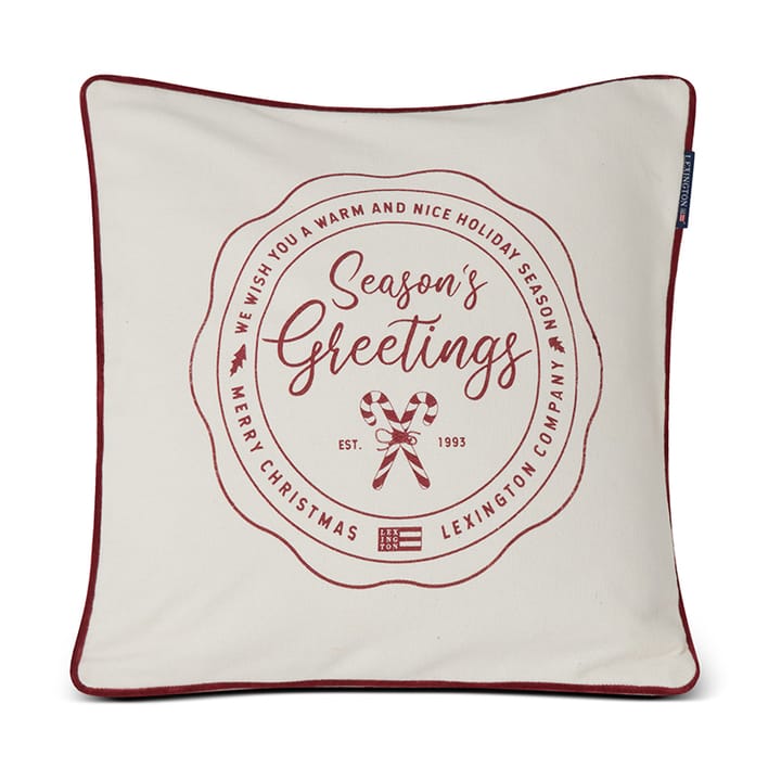 Funda de cojín Seasons Greetings Cotton 50x50 cm - Blanco roto-rojo - Lexington