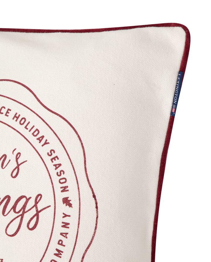 Funda de cojín Seasons Greetings Cotton 50x50 cm, Blanco roto-rojo Lexington