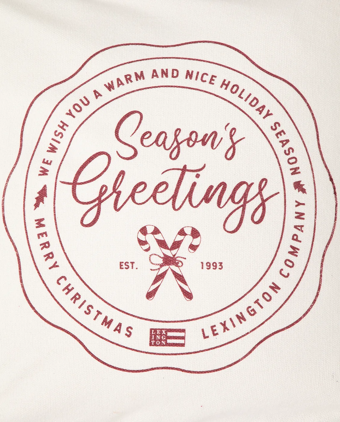 Funda de cojín Seasons Greetings Cotton 50x50 cm, Blanco roto-rojo Lexington