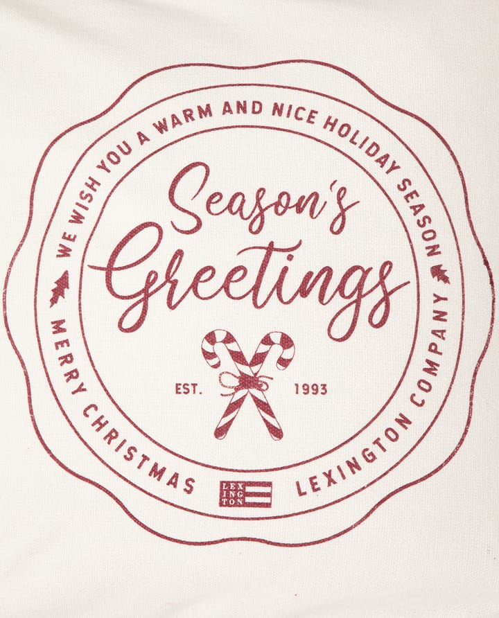 Funda de cojín Seasons Greetings Cotton 50x50 cm, Blanco roto-rojo Lexington