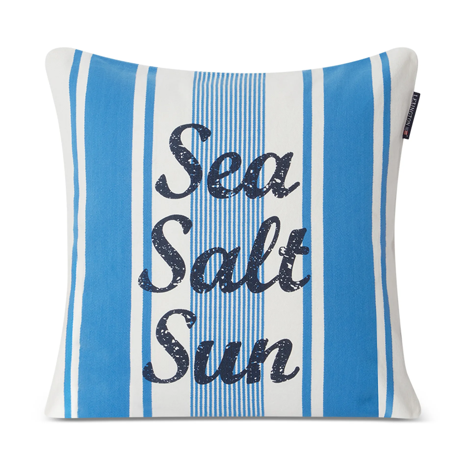 Funda de cojín Striped Sea Salt Sun 50x50 cm, Azul-blanco Lexington