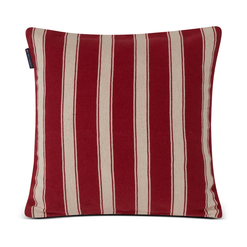 Funda de cojín Structure Striped Linen Cotton 50x50 cm, Rojo-beige Lexington