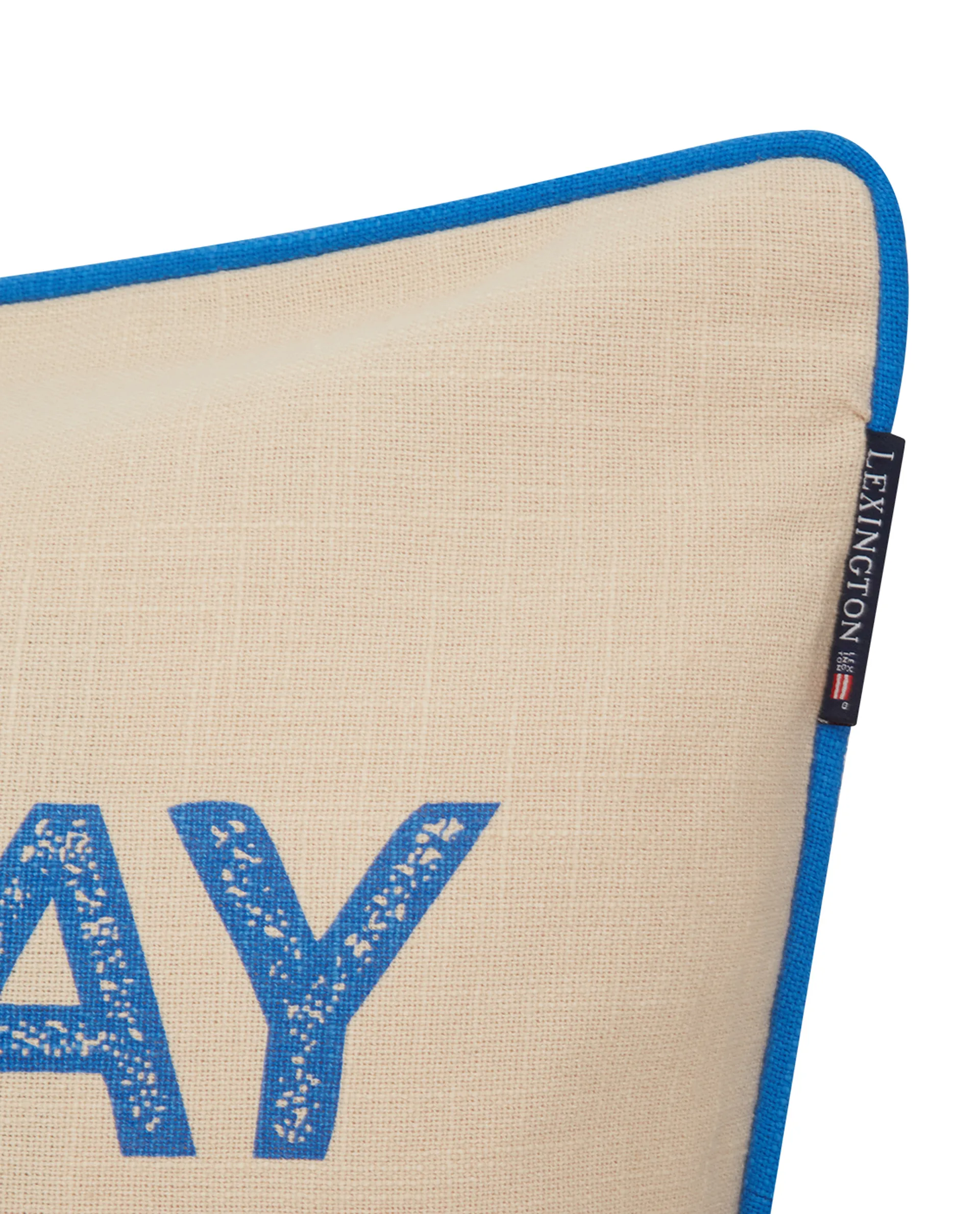 Funda de cojín Sunday Funday Printed 50x50 cm, Beige-azul-rosa Lexington