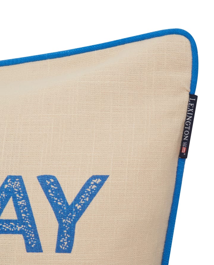 Funda de cojín Sunday Funday Printed 50x50 cm, Beige-azul-rosa Lexington