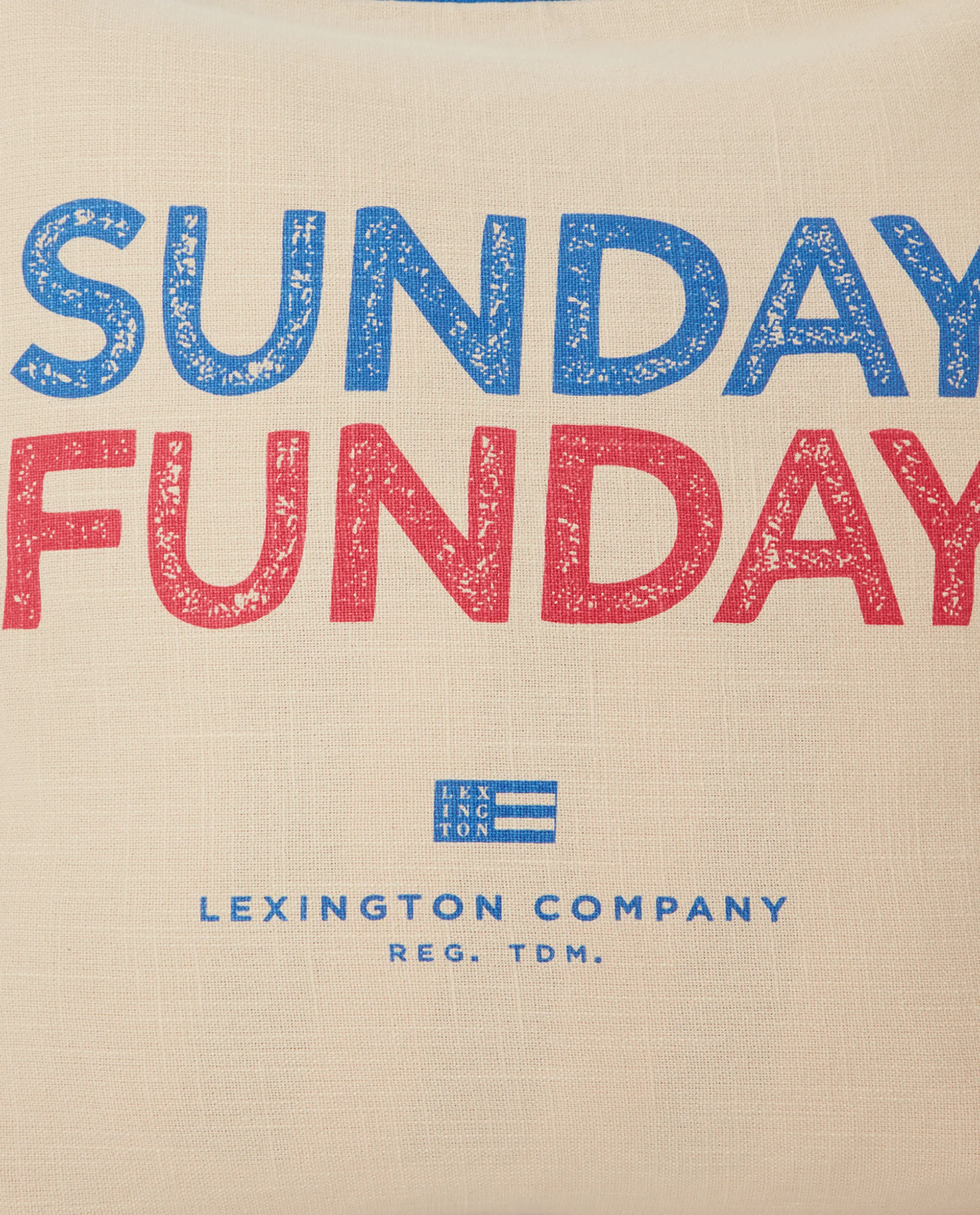 Funda de cojín Sunday Funday Printed 50x50 cm, Beige-azul-rosa Lexington
