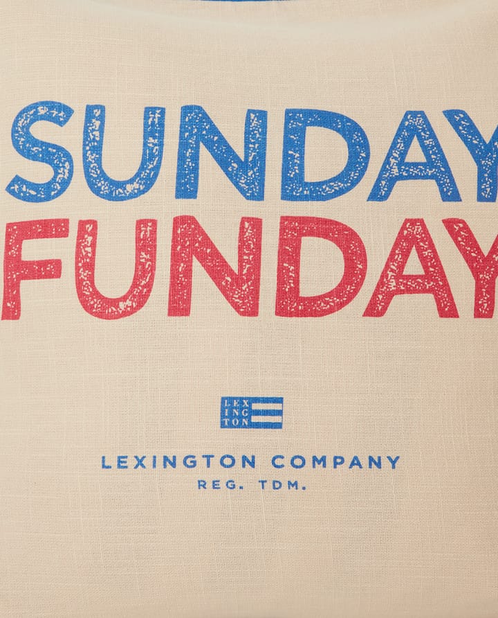 Funda de cojín Sunday Funday Printed 50x50 cm, Beige-azul-rosa Lexington