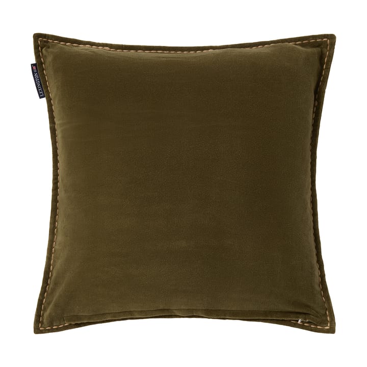Funda de cojín Wreath terciopelo de algodón ecológico 50x50 cm, Olive-brown-white Lexington