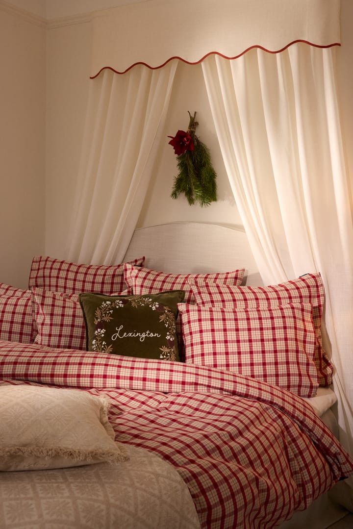 Funda de cojín Wreath terciopelo de algodón ecológico 50x50 cm, Olive-brown-white Lexington