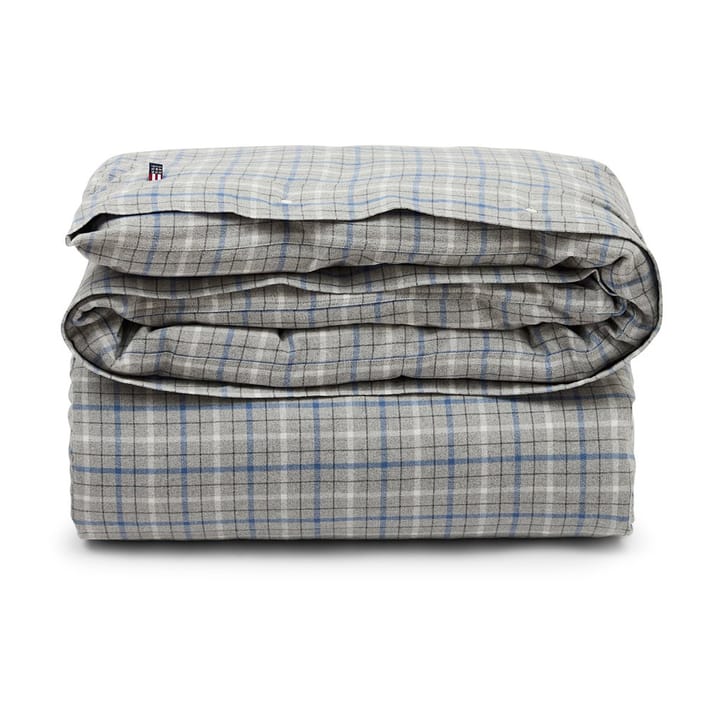 Funda nórdica Checked Cotton Flannel 150x210 cm - Gray-blue - Lexington